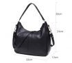 Medium Black Leather Hobo Zip Top Handbag