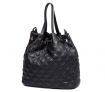 Black PU Leather Drawstring Handbag