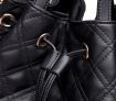 Black PU Leather Drawstring Handbag