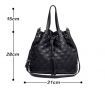 Black PU Leather Drawstring Handbag
