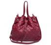 Red PU Leather Drawstring Handbag