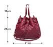 Red PU Leather Drawstring Handbag