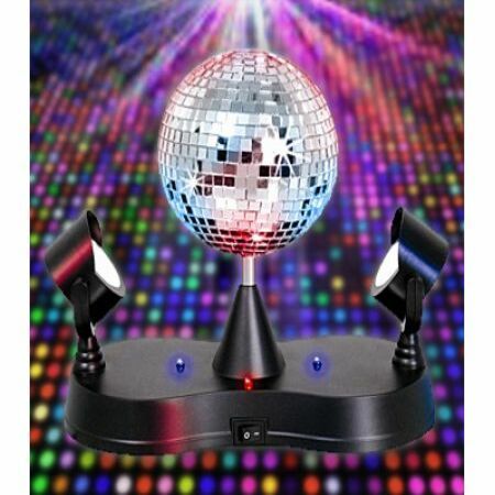 Rotating Disco Ball w/ LED Spotlights
