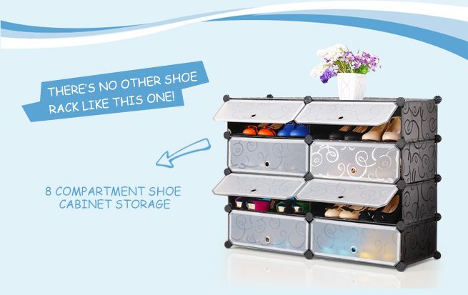 8 Compartment Shoe Cabinet Storage