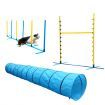 3 Piece Dog Agility Training Practice Exercise Tunnel Weave Poles Jump Tyre Combo Set