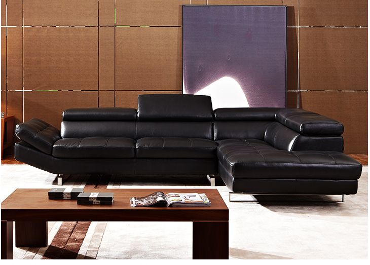 Black Genuine Leather Sofa Crazy Sales