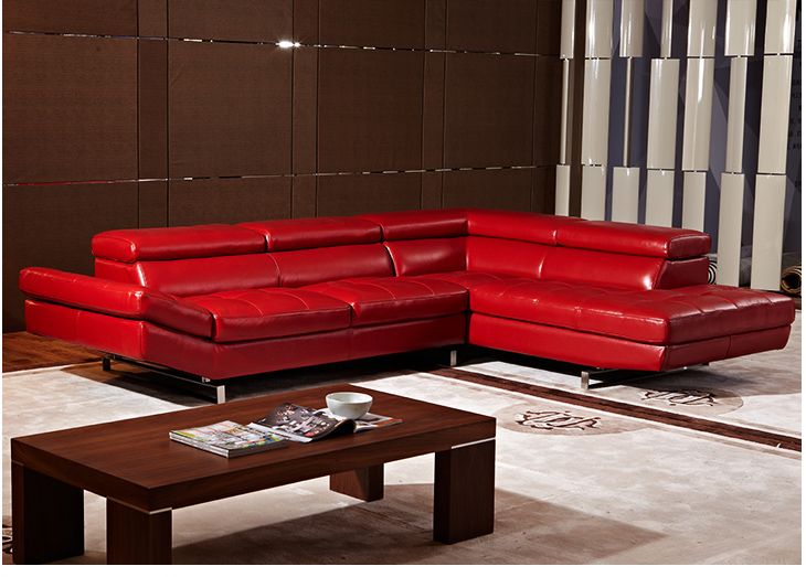 Red Genuine Leather Sofa Crazy Sales