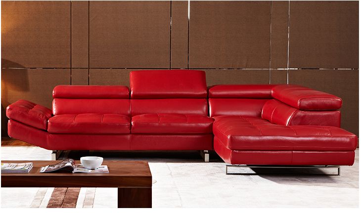 Red Genuine Leather Sofa | Crazy Sales