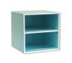 Square Cube 2-tier Double Level Wood Storage Shelf - Pastel Blue with White Edging