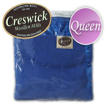 Creswick 100% Merino Wool Queen Size Blanket with Satin Binding - Navy Blue