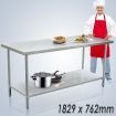 Kitchen Prep Table Cater Work Bench Table Stainless Steel W/Adjustable Feet -1829mmx762mm