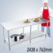 Kitchen Prep Table Cater Work Bench Table Stainless Steel W/Adjustable Feet-2438mmx762mm