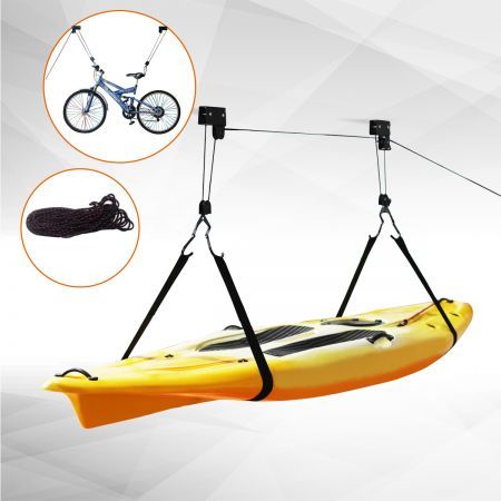 Kayak Ceiling Hoist Pulley System Bike Hanger Bicycle Holder Garage Storage Rack
