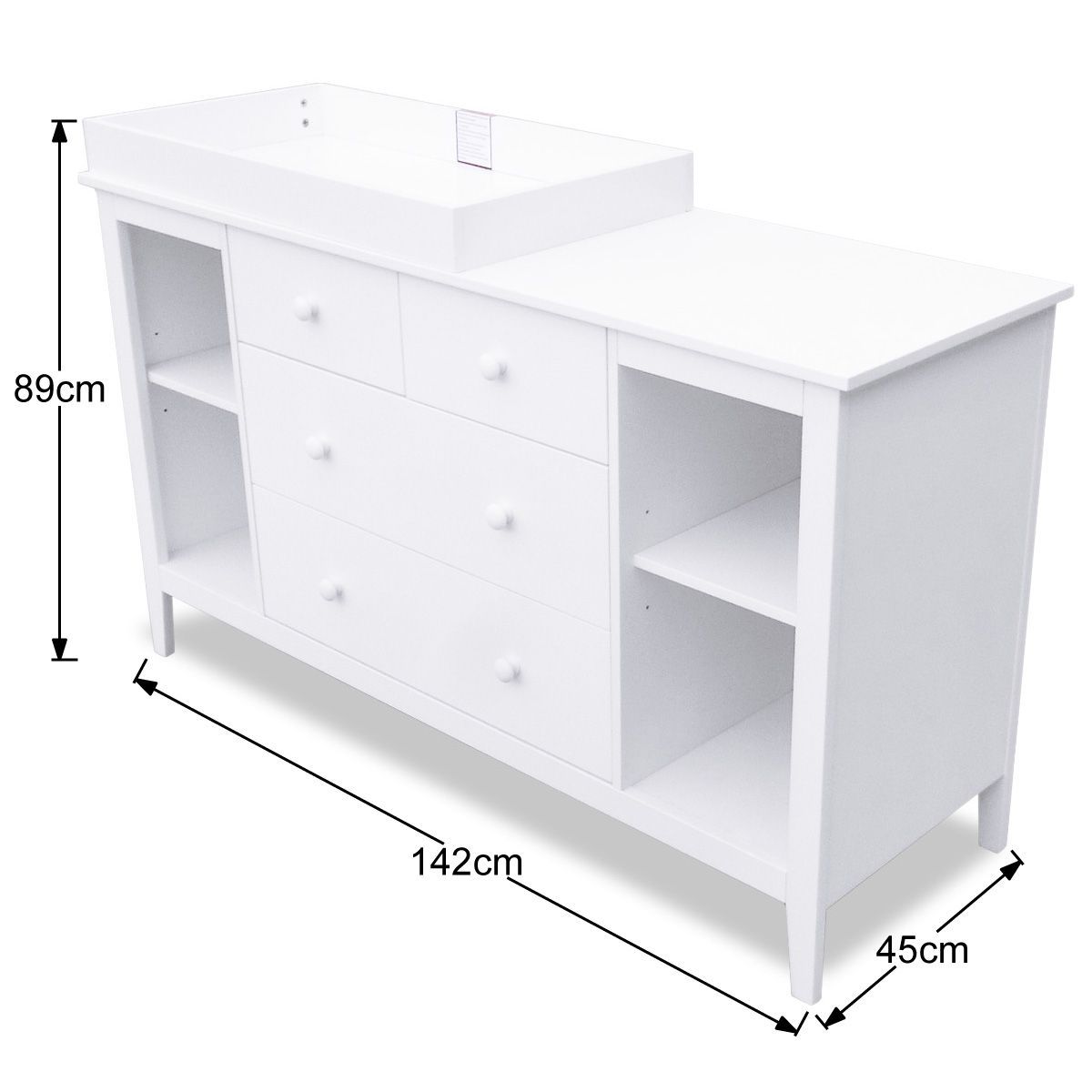 3In1 Baby Cot & Baby Changing Table with Drawers White