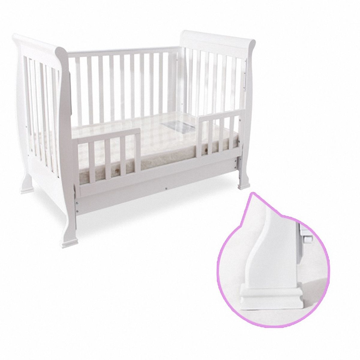 3In1 Baby Cot & Baby Changing Table with Drawers White