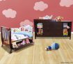 3-In-1 Walnut Baby Cot & Baby Changing Table Cabinet with Drawers - Walnut