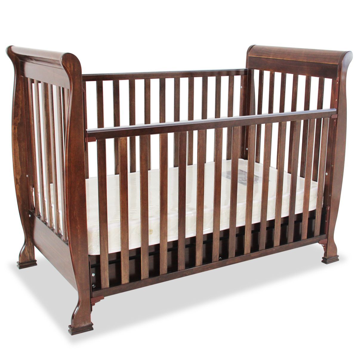 3In1 Walnut Baby Cot & Baby Changing Walnut Table Unit Crazy Sales