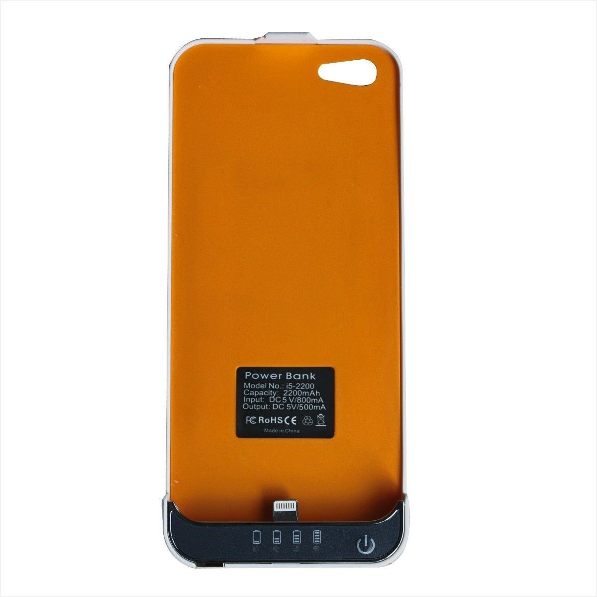 High Quality Backup Power Case for iPhone 5 5S (White, 2200 mAh)