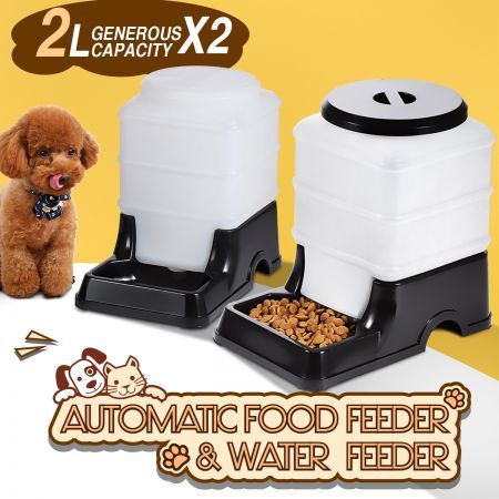 2 Auto Dog Cat Bird Rabbit Guinea Pigs Feeder Water Dispenser