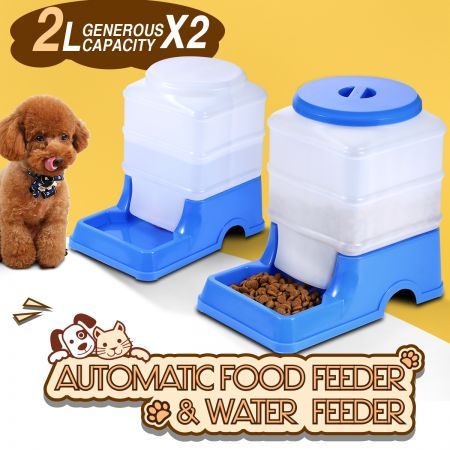 2 Auto Dog Cat Bird Rabbit Guinea Pigs Feeder Water Dispenser
