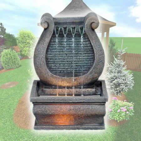 Stunning Musical Harp Garden and Living Area Water Fountain Feature ...