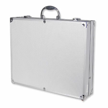 Silver Metallic Sturdy 44.5cm x 31.5cm Large Aluminium Briefcase