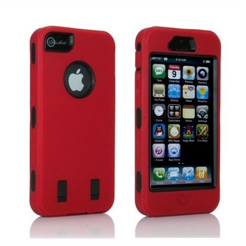 Heavy Duty Armour Shock Proof Builders Workman Case Cover for iPhone 5 5S Red