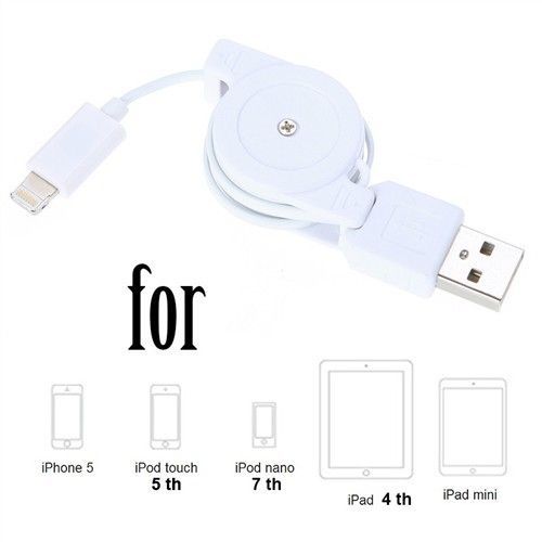 Retractable 8 Pin Lightning to USB Data Sync-Charging Cable for iPhone 5 iPad 4 Mini iPod