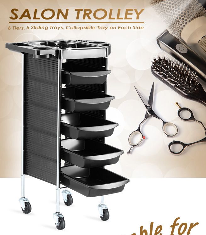 6 Tiers Hairdresser Hair Salon Spa Trolley Beauty Storage Cart Crazy