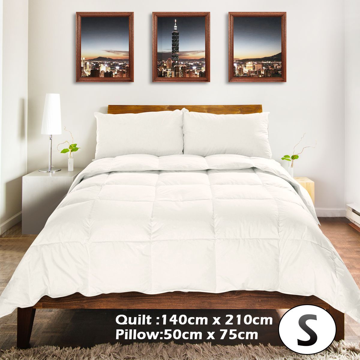 50% Duck Down/ 50% Duck Feather Quilt Duvet & 5% Duck Down Pillow Set Single Size