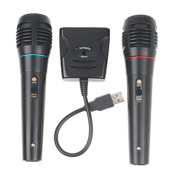 2x Wired Microphone Mic Set For Nintendo Wii Games PS3