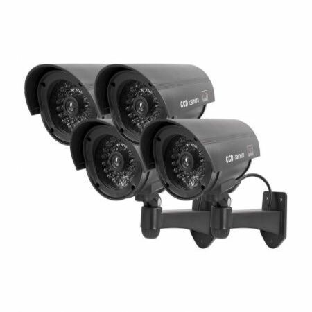 4 * Outdoor-Indoor Fake Dummy Security Surveillance CCTV Red Flash Light IR Camera Black