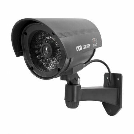 1 * Outdoor-Indoor Fake Dummy Security Surveillance CCTV Red Flash Light IR Camera Black