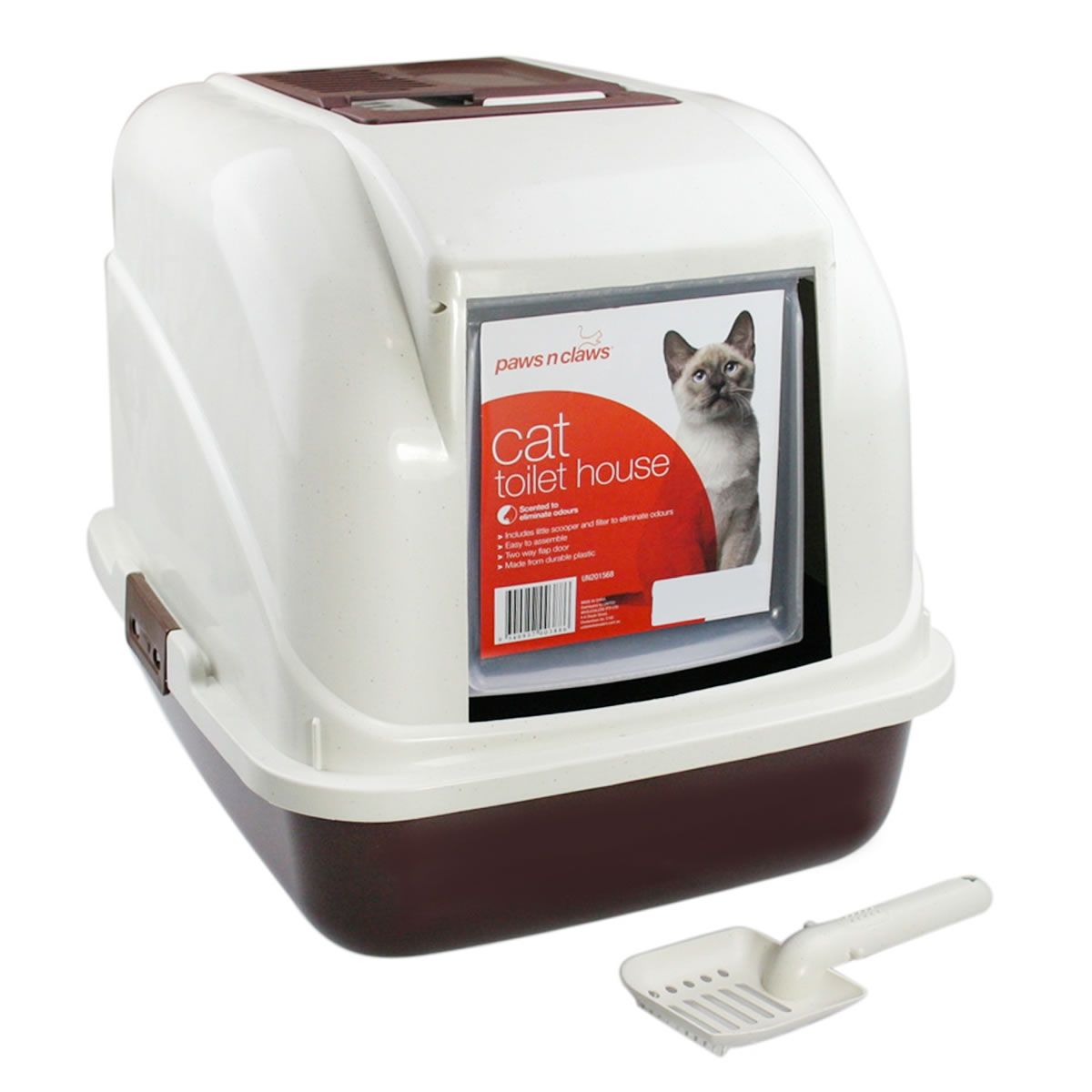 Paws N Claws Hooded Cat Litter Tray with Door Flap & Scoop Crazy Sales