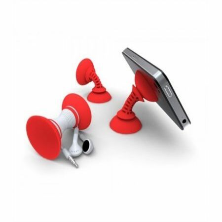 Clever Suction Cup Silicone Stand Holder and Earphones Cord Winder for iPhone 5-4-4S Samsung Galaxy
