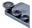 Magnetic Detachable Fish-Eye Wide Angle Micro Lens 3-in-1 Kits Black for iPhone Samsung