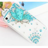 Handmade Luxury Designer Bling 3D Colorful Special Crystal Angle Wing Genius Case Cover For Apple iPhone 5/5s blue