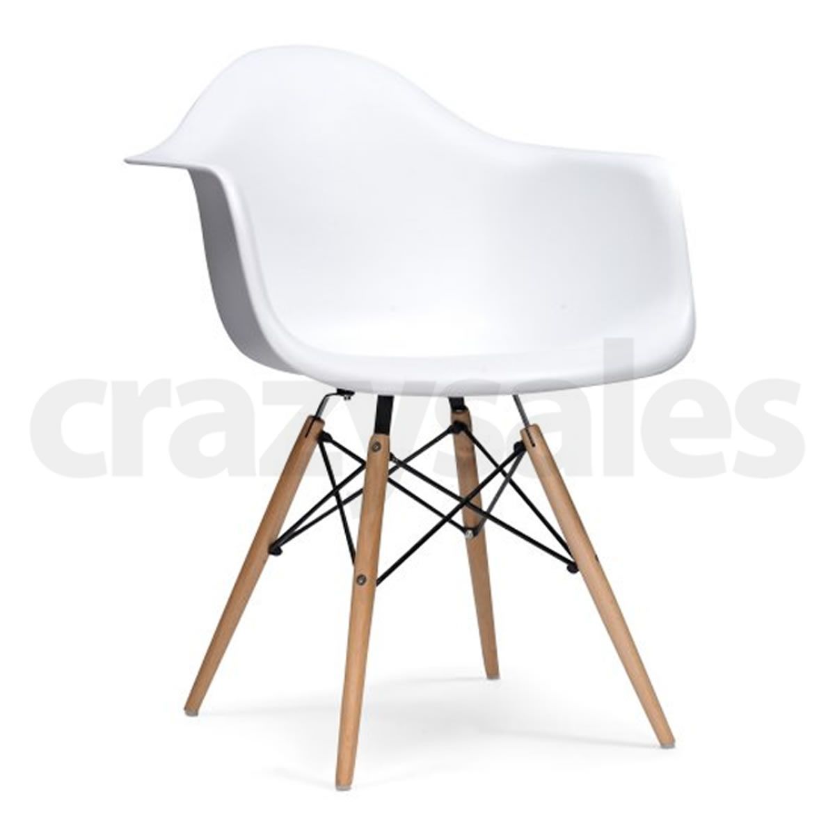 White Eames Replica Maple Leg Dining Chair