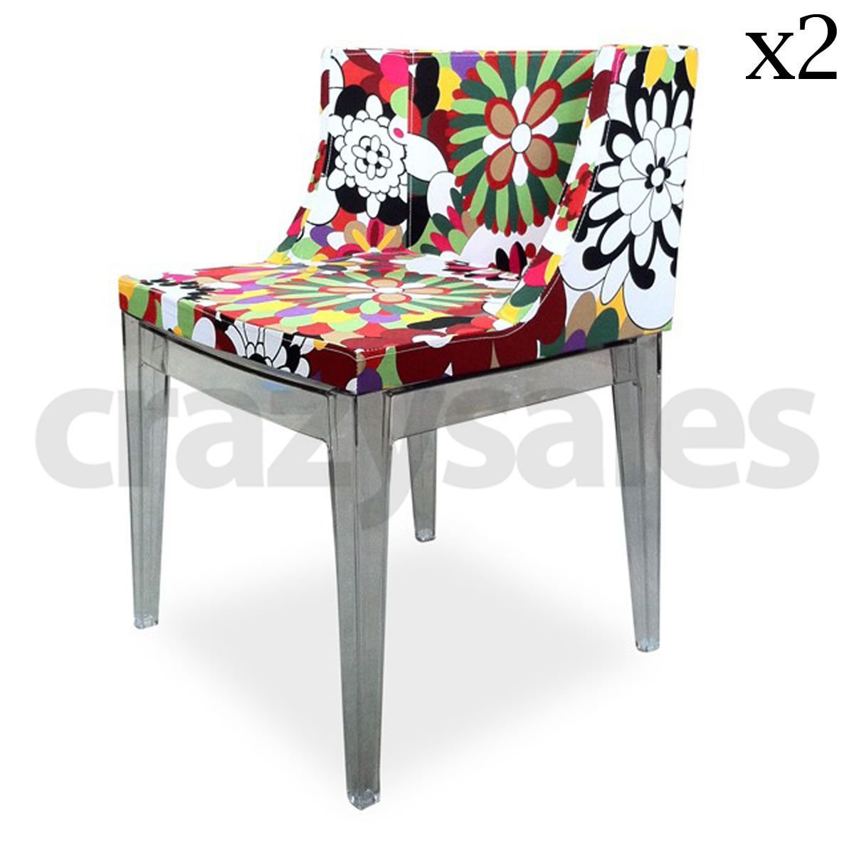 Set of 2 Floral Philippe Stark Replica Mademoiselle Chair