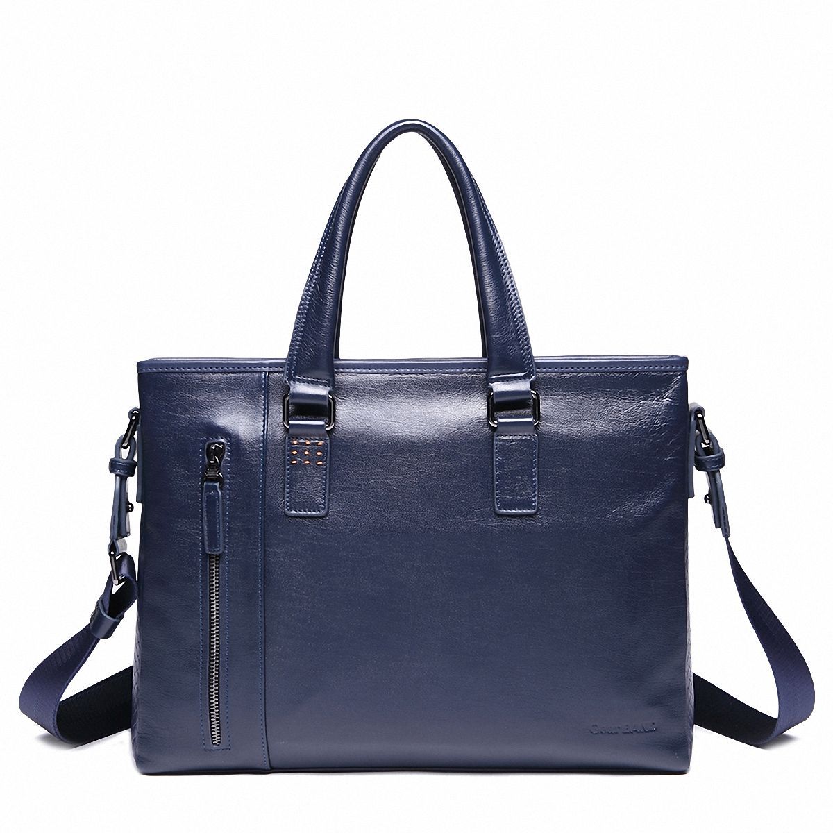 Genuine Leather Men's Bag- Dark Blue