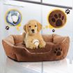 Soft Round Faux Suede Medium M Pet Bed with Paw Print Design - Brown