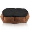 Soft Round Faux Suede Medium M Pet Bed with Paw Print Design - Brown