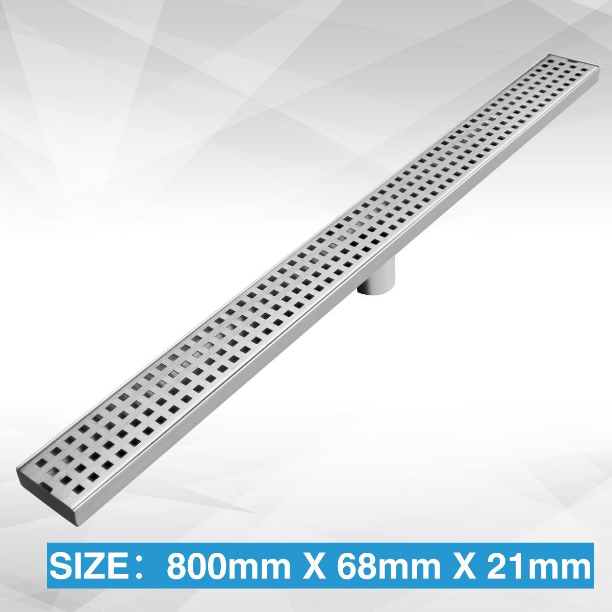 800mm Bathroom Shower Square Pattern Grate Drain w/Centre Outlet
