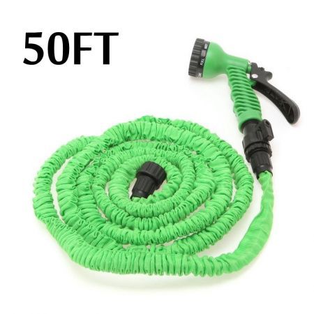 LUD 50FT 15M Green High Quality Expandable & Flexible Compact Garden Lawn Water Pocket Hose w/Spray Nozzle