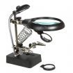 LUD 2.5X 7.5X 10X LED Light Magnifier Helping Hand Auxiliary Clamp Alligator Clip Stand