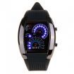 Cool Car Meter Dial Unisex Blue Flash Dot Matrix LED Racing Watch Black