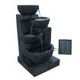 Solar Power Four-Tier Water Fountain Feature with LED Light - Blue