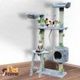 Cat Scratching Tree Play House Gym Climbing Post Pole Tower Frame Scratcher Modern Pet Furniture with Perch Multi-level Grey 145cm Tall