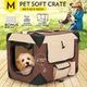 Dog Crate Soft Cat Carrier Portable Pet Travel Cage Foldable Kennel Medium Brown