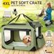 Portable Foldable Soft Dog Crate Carrier Pet Cage Travel Bag 4XL Army Green
